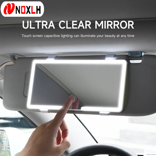 Miroir de maquillage LED HD pour pare-soleil de voiture – Ultra-fin, 3 niveaux de luminosité, rechargeable USB